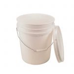 5 Gallon White Plastic Bucket -Food Grade Pail & Lid-Storage Container